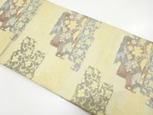 アンティーク　花更紗に古典柄織り出し袋帯（材料）